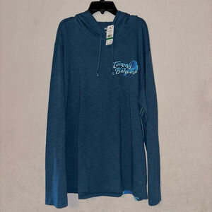 Tommy Bahama hooded long sleeve tropical shirt with logo Large